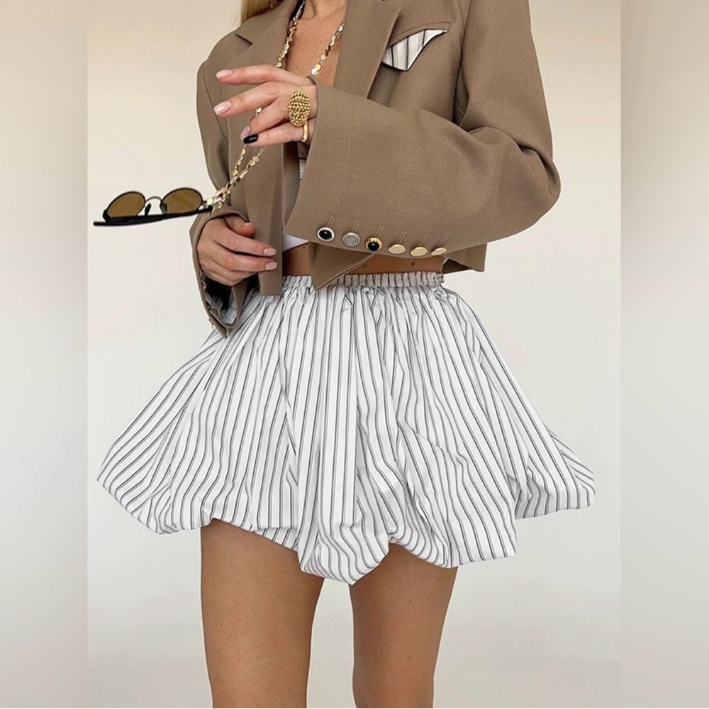 Commence Pinstripe Elastic Waist Bubble Skirt M